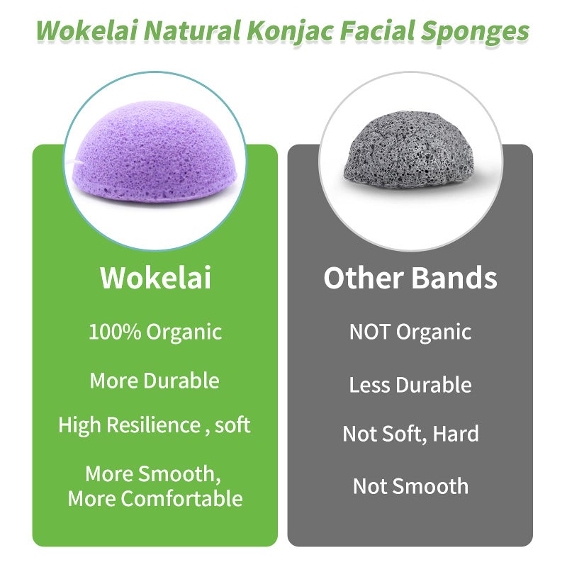 wokelai Konjac Facial Sponges for Cleansing Exfoliating - Konjac Face Sponge for washing Face Body  Organic Natural Cleaning Puff Buff Scrubber for Shower Bath SPA for Babys Men Women - Image 4